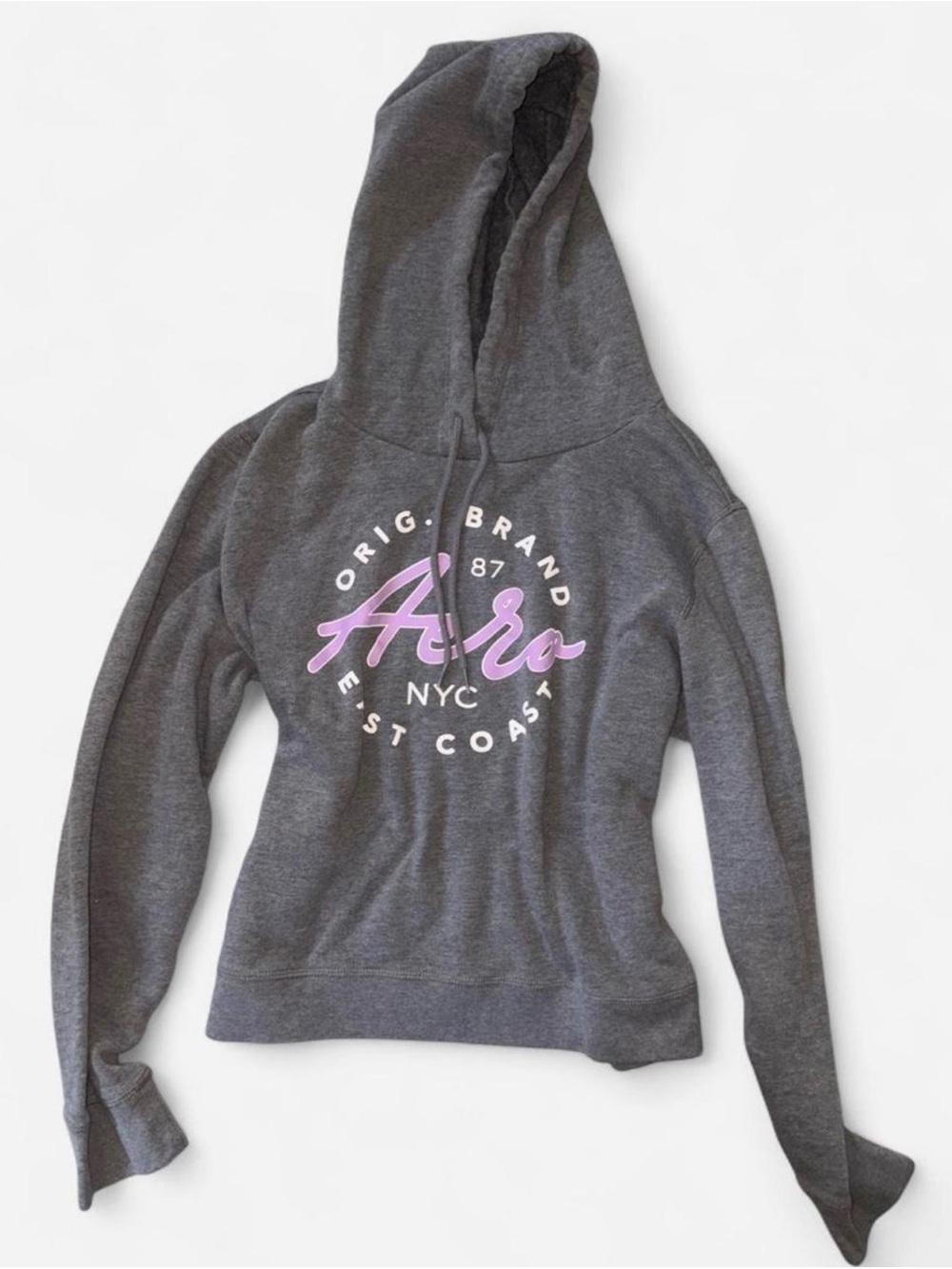 Aeropostale Gray Hoodie Sweatshirt with Pink Logo